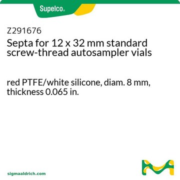 Septa for 12 x 32 mm standard screw-thread autosampler vials red PTFE/white silicone, diam. 8 mm, thickness 0.065 in.