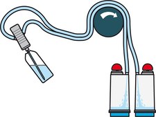 Steritest® NEO Device For liquids in ampoules or collapsible bags., Blue base canister with a single-needle adapter., pkg of 10 blisters in 2 bags of 5 blisters per box, double packed