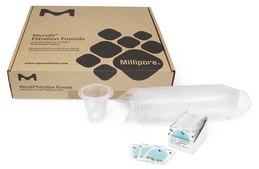 Microfil® funnel with S-Pak® sample volume 250 mL, mixed cellulose esters (MCE), pore size 0.22 μm, filter diam. 47 mm, white filter, gridded filter, for water, beverage, and pharmaceutical application.