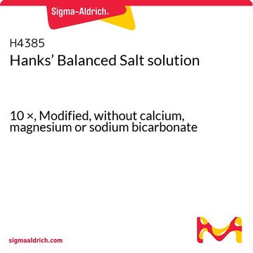 Hanks’ Balanced Salt solution 10 ×, Modified, without calcium, magnesium or sodium bicarbonate