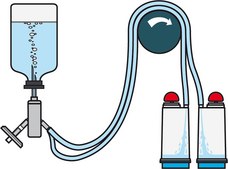 Steritest® NEO Device For liquids in small vials., Blue base canister with a vented double needle for small vials with septa.