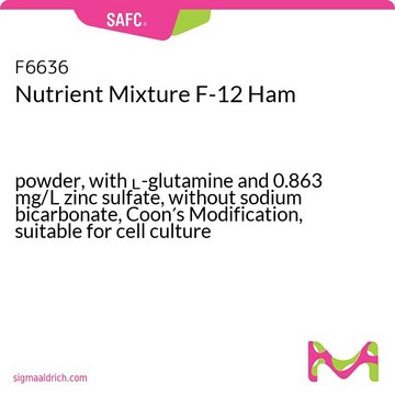 Nutrient Mixture F-12 Ham powder, with L-glutamine and 0.863 mg/L zinc sulfate, without sodium bicarbonate, Coon′s Modification, suitable for cell culture
