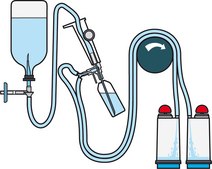 Steritest® NEO Device For soluble powders in ampoules., Blue base canister with a single needle for transfer into and out of ampoules.